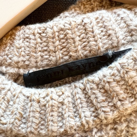 Jenni Kayne Recycled Cashmere Fisherman Sweater Marled Camel Size XS - Picture 3 of 7